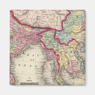 Kaart van hindoostan, verder India, China en Tibet Magneet