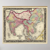 Kaart van hindoostan, verder India, China en Tibet Poster (Voorkant)