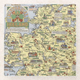 Kaart van historisch Ierland Glazen Onderzetter
