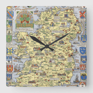 Kaart van historisch Ierland Vierkante Klok