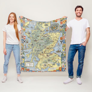 Kaart van historisch Schotland Fleece Deken