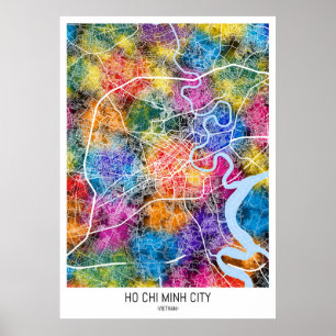 Kaart van Ho Chi Minh City Vietnam Poster