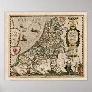 Kaart van Holland 1617 - Leo Belgicus Poster