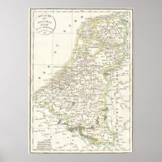 Kaart van Holland 1832 - Delamarche Poster