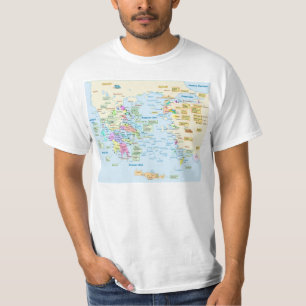 Kaart van Homeric Era Griekenland met Engelse labe T-shirt
