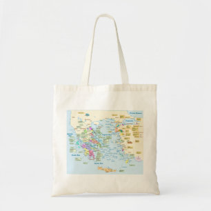 Kaart van Homeric Era Griekenland met Engelse labe Tote Bag