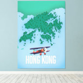 Kaart van Hong Kong Canvas Afdruk (Insitu (Houten vloer))