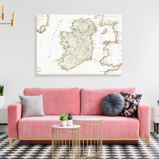 kaart van Ierland (1771) Canvas Afdruk (Insitu (Woonkamer))