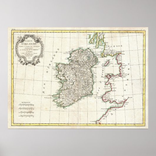 kaart van Ierland (1771) Poster (Voorkant)