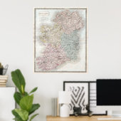 kaart van Ierland (1850) Poster (Thuiskantoor)