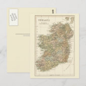  kaart van Ierland 1862 Briefkaart (Voorkant / Achterkant)