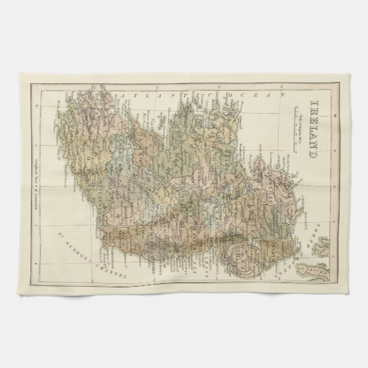 kaart van Ierland 1862 keukenkeukendoek Theedoek (Horizontaal)