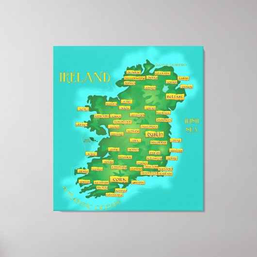 Kaart van Ierland Canvas Afdruk (Voorkant)