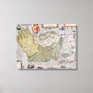 Kaart van Ierland Canvas Afdruk
