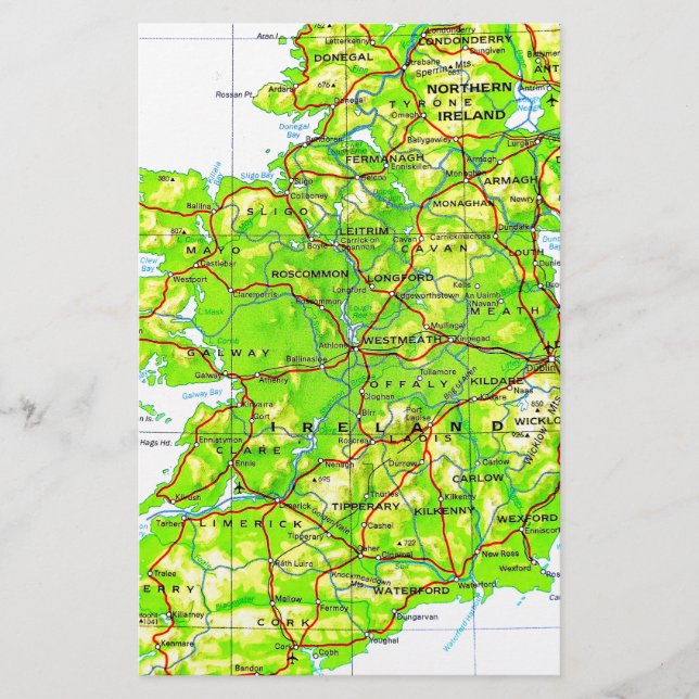 Kaart van Ierland Emerald Isle St Patrick's Day (Voorkant)