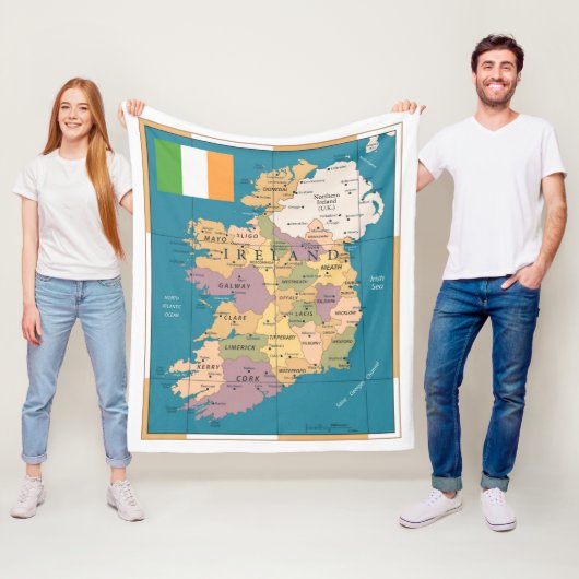kaart van Ierland Fleece Deken (In situ)