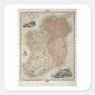 Kaart van Ierland, gepubliceerd onder c.1850 (hand Vierkante Sticker