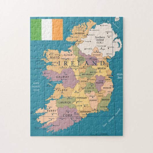 kaart van Ierland Legpuzzel (Verticaal)