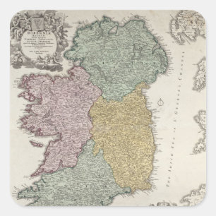 Kaart van Ierland met de provincies Ulster Vierkante Sticker