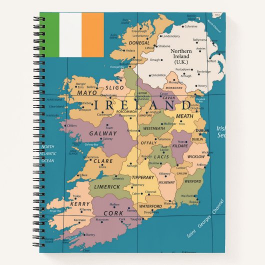  kaart van Ierland Notitieboek (Voorkant)