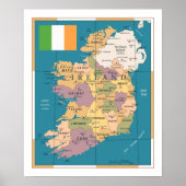  kaart van Ierland Poster (Voorkant)