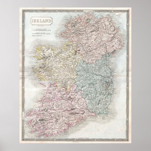 kaart van Ierland Poster (Voorkant)