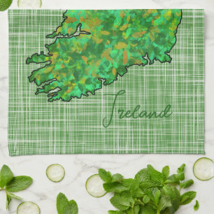 Kaart van Ierland St. Patrick's Day Theedoek