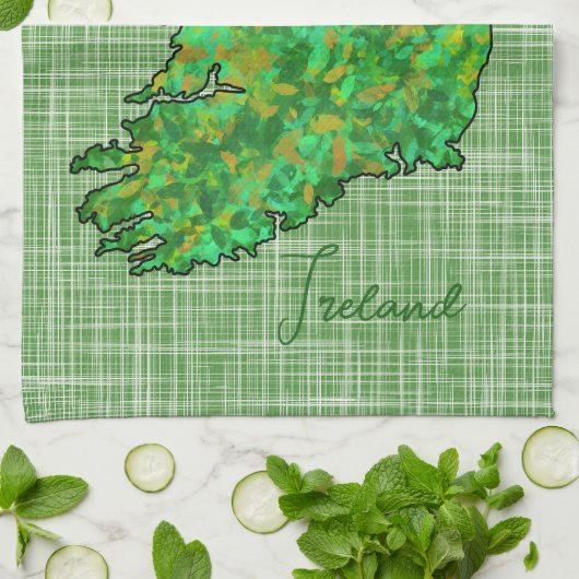 Kaart van Ierland St. Patrick's Day Theedoek (Gevouwen)