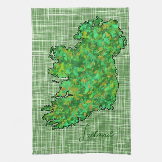 Kaart van Ierland St. Patrick's Day Theedoek (Verticaal)