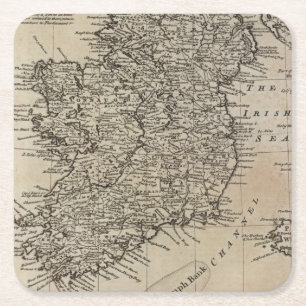 Kaart van Ierland Vierkante Kartonnen Onderzetter