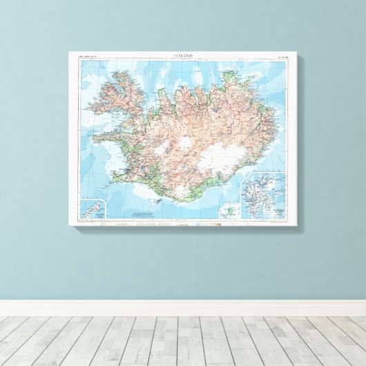 kaart van IJsland Canvas Afdruk (Insitu (Houten vloer))