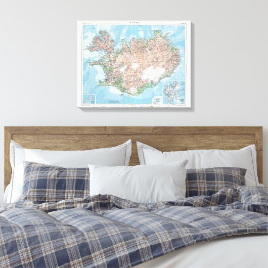 kaart van IJsland Canvas Afdruk (Insitu (Slaapkamer))