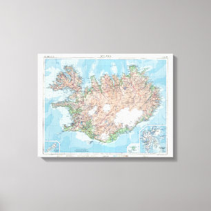  kaart van IJsland Canvas Afdruk
