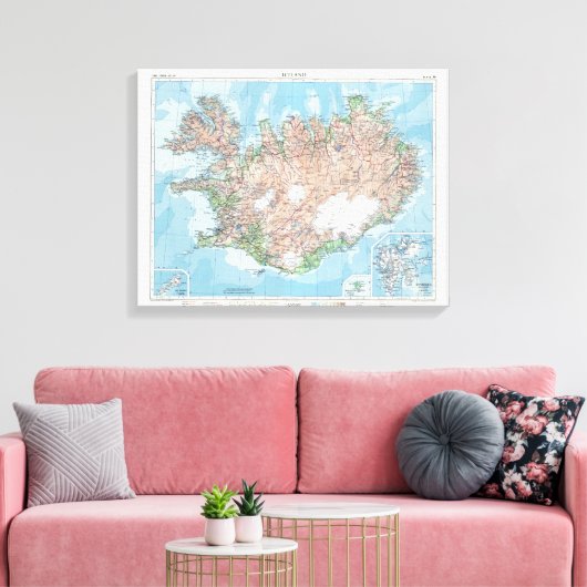 kaart van IJsland Canvas Afdruk (Insitu (Woonkamer))