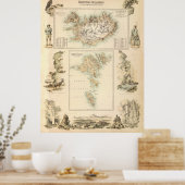  kaart van IJsland en de Faeröer (1872) Poster (Keuken)