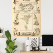  kaart van IJsland en de Faeröer (1872) Poster (Thuiskantoor)