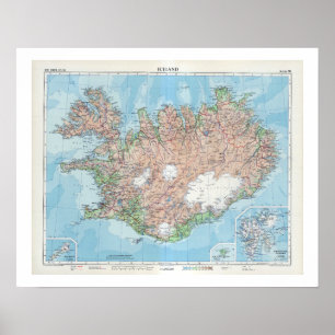  kaart van IJsland Poster