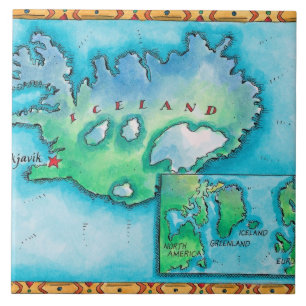 Kaart van IJsland Tegeltje