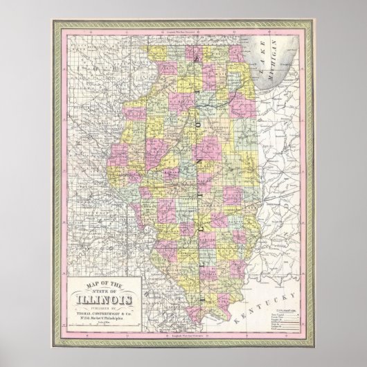  kaart van Illinois (1850) Poster (Voorkant)