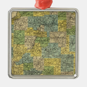 Kaart van Illinois 2 Metalen Ornament