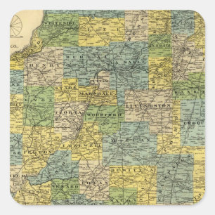 Kaart van Illinois 2 Vierkante Sticker