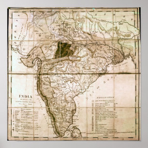 Kaart van India, 1803 Poster