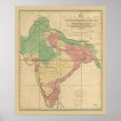 Kaart van India (1818) Poster (Voorkant)