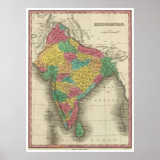  kaart van India (1831) Poster (Voorkant)