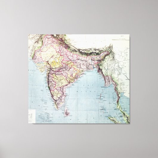 kaart van India | 1877 Canvas Afdruk (Voorkant)