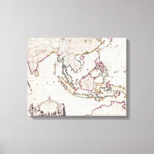 Kaart van India en Oost-India Canvas Afdruk