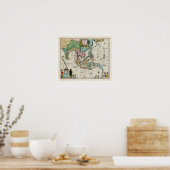 Kaart van India en Verre Oosten, 1642 Map Poster (Keuken)