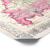  kaart van Indiana (1864) Poster (Hoek)