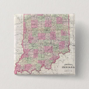 kaart van Indiana (1864) Vierkante Button 5,1 Cm