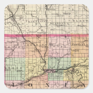 Kaart van Ionia County, Michigan Vierkante Sticker